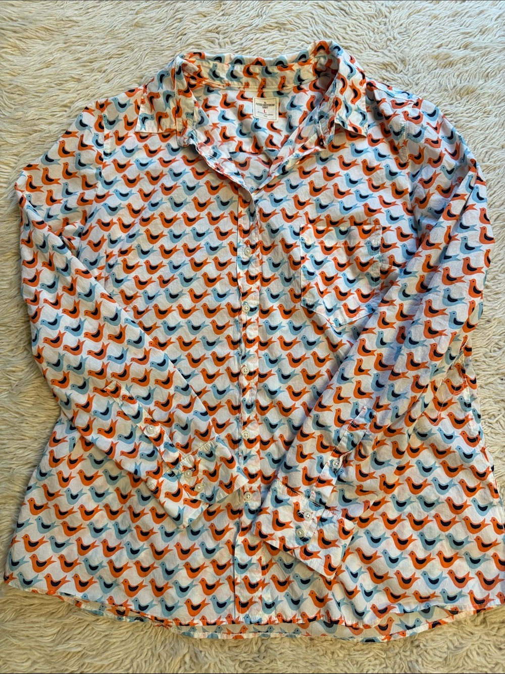 GAP White Shirt with Orange and Light Blue Bird Print